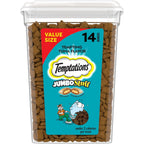 Temptations Jumbo Stuff Tuna Flavor Cat Treats front view tub