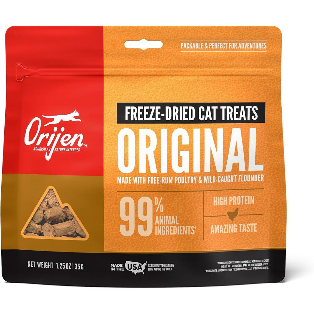 Orijen Original Freeze Dried Cat Treats Grain Free High Protein Raw Animal Ingredients Formula for All Life Stages 1.25 Ounce Bag