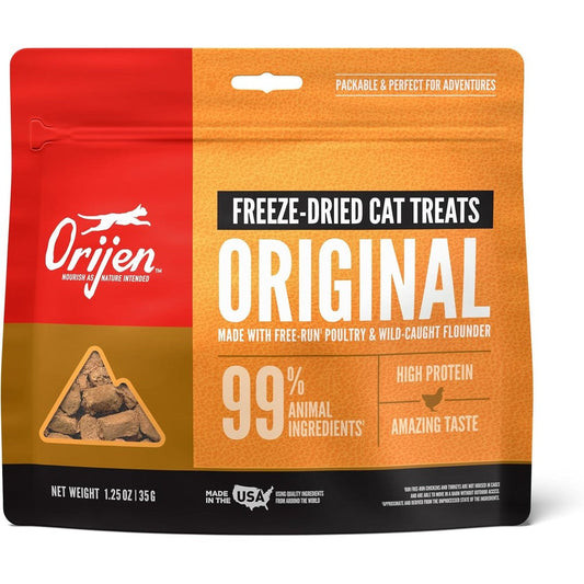 Orijen Original Freeze Dried Cat Treats Grain Free High Protein Raw Animal Ingredients Formula for All Life Stages 1.25 Ounce Bag