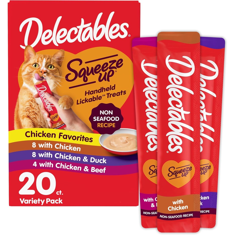 Delectables Squeeze Up Non Seafood Variety Pack Lickable Cat Treats Seafood Free Poultry And Beef Recipe Twenty Count Pack Of One