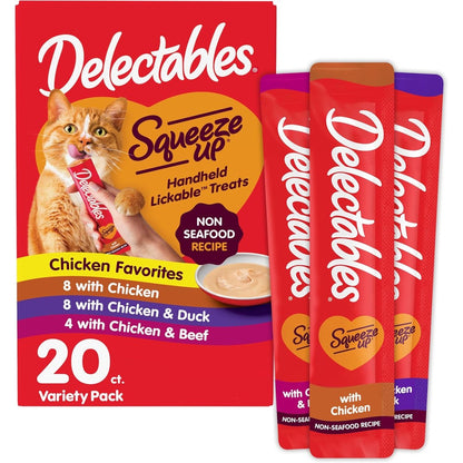 Delectables Squeeze Up Non Seafood Variety Pack Lickable Cat Treats Seafood Free Poultry And Beef Recipe Twenty Count Pack Of One