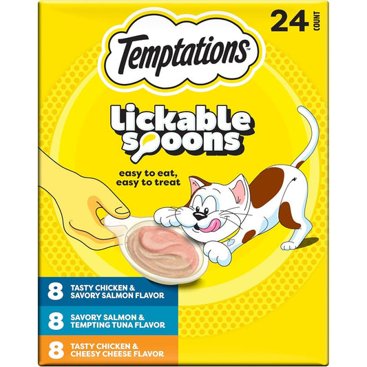 Temptations Lickable Spoons Soft Wet Cat Treats Variety Pack For Adult Cats 24 Spoons