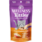 Wellness cat treats front view packaging of chicken and cranberries two ounce bag