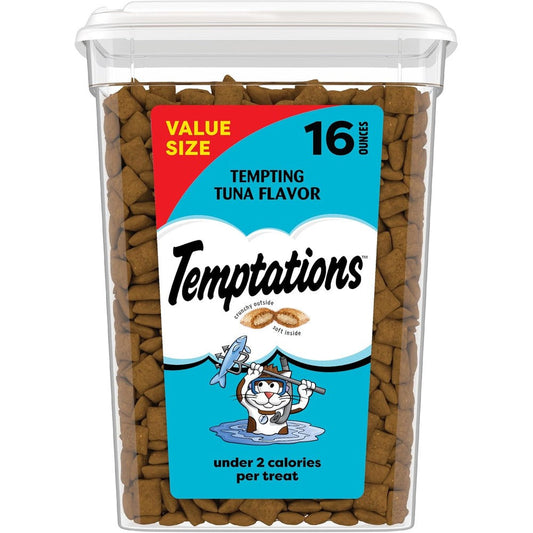 Temptations Classic Crunchy And Soft Cat Treats Tempting Tuna Flavor Sixteen Ounce Value Size Tub