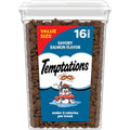 Temptations cat treats front view of sixteen ounce salmon tub