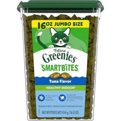 Feline Greenies Smartbites Healthy Indoor Hairball Control Natural Cat Treats Tuna Flavor 16 Ounce Tub