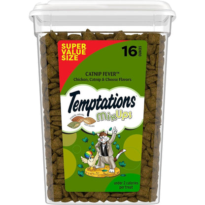 Temptations MixUps Crunchy And Soft Adult Cat Treats Catnip Fever Flavor Chicken Catnip And Cheese Blends Super Value Size Sixteen Ounce Tub