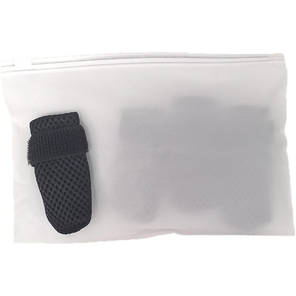 YOGOTEU pet foot covers front view of breathable black grooming boots.
