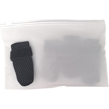 YOGOTEU pet foot covers front view of breathable black grooming boots.