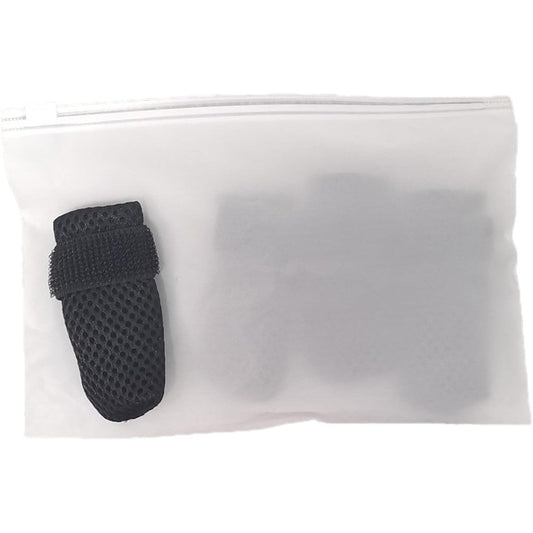 YOGOTEU pet foot covers front view of breathable black grooming boots.