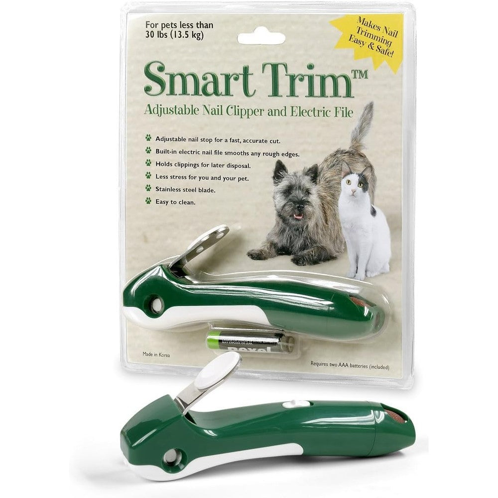 Smart Trim adjustable pet nail clipper and electric file front view grooming accessory