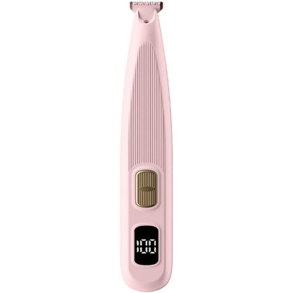 Nstefo cat grooming trimmer front view showing pink design and LED display.