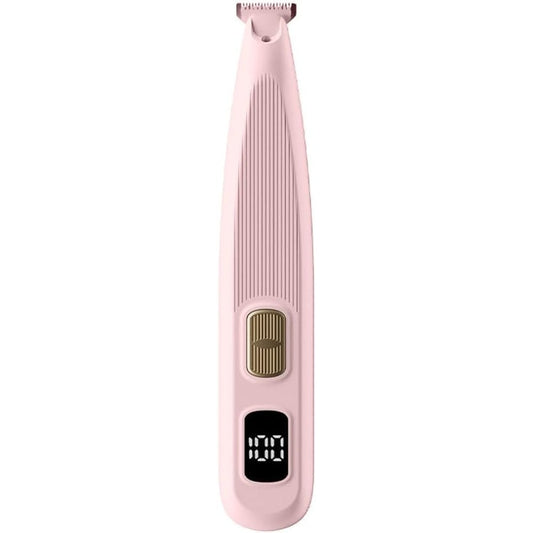 Nstefo cat grooming trimmer front view showing pink design and LED display.
