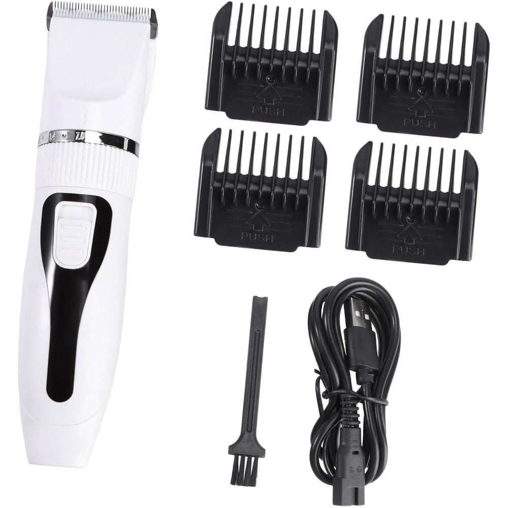 POPETPOP cordless cat shaver front view white and black rechargeable pet grooming clipper