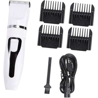 POPETPOP cordless cat shaver front view white and black rechargeable pet grooming clipper