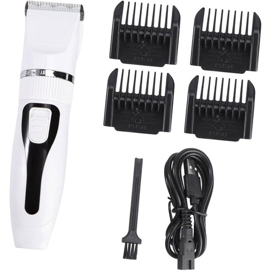 POPETPOP cordless cat shaver front view white and black rechargeable pet grooming clipper