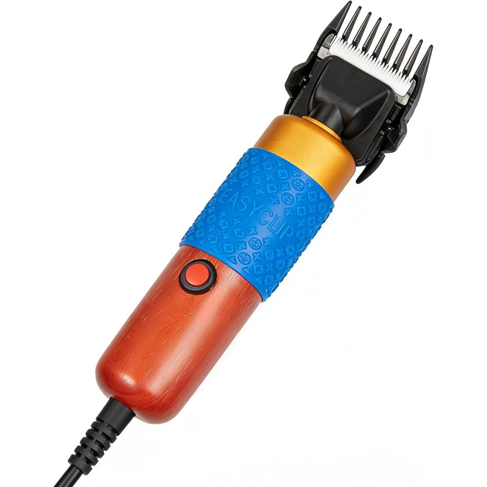 GDAE10 XIJIE electric sheep shears front view displaying the blue rubber grip and professional cutting blades.