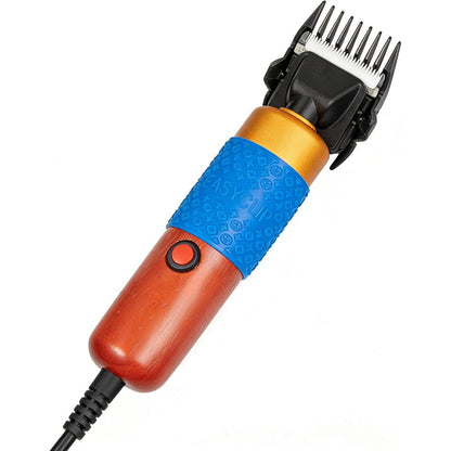 GDAE10 XIJIE electric sheep shears front view displaying the blue rubber grip and professional cutting blades.