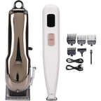 Yuyte Brrnoo quiet pet grooming trimmer kit front view highlighting the premium metallic alloy casing and digital display