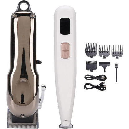 Yuyte Brrnoo quiet pet grooming trimmer kit front view highlighting the premium metallic alloy casing and digital display