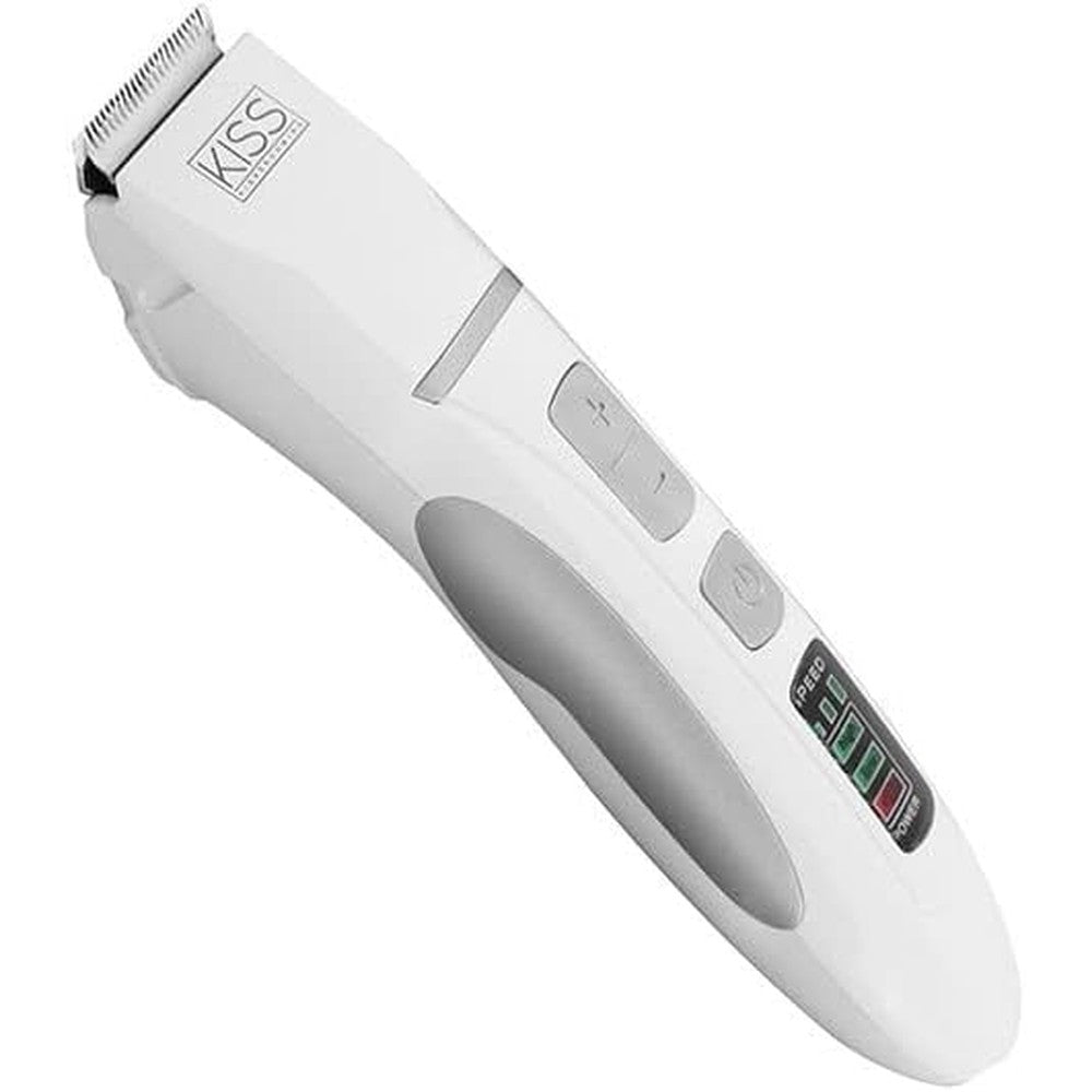 Aeolus super trimmer clipper front view showing white ergonomic body and LED display panel