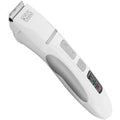 Aeolus super trimmer clipper front view showing white ergonomic body and LED display panel