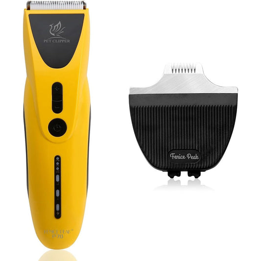 Fenice Peak P70 quiet cat grooming clippers front view displaying digital battery screen
