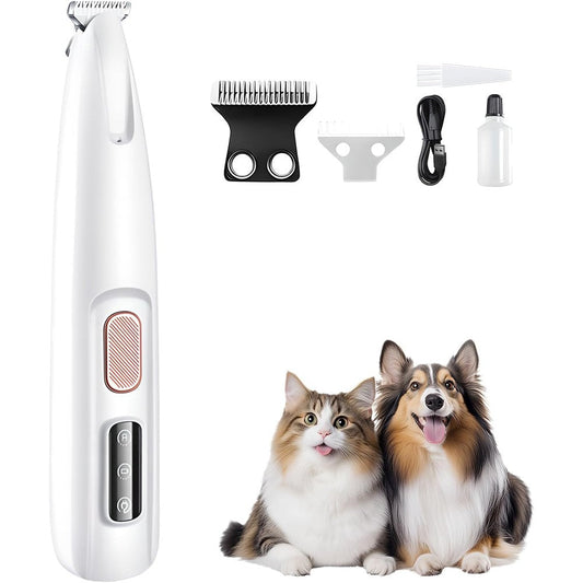 Focenat Pet MicroPrecision Trimmer front view showcasing the white compact design and precision blade.