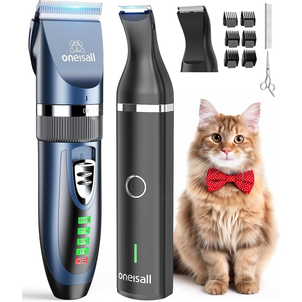 Oneisall 3 in 1 cat grooming kit cordless clipper set front view