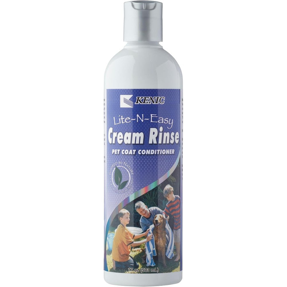 Kenic Lite-N-Easy pet cream rinse front bottle view showing 17 fluid ounces size