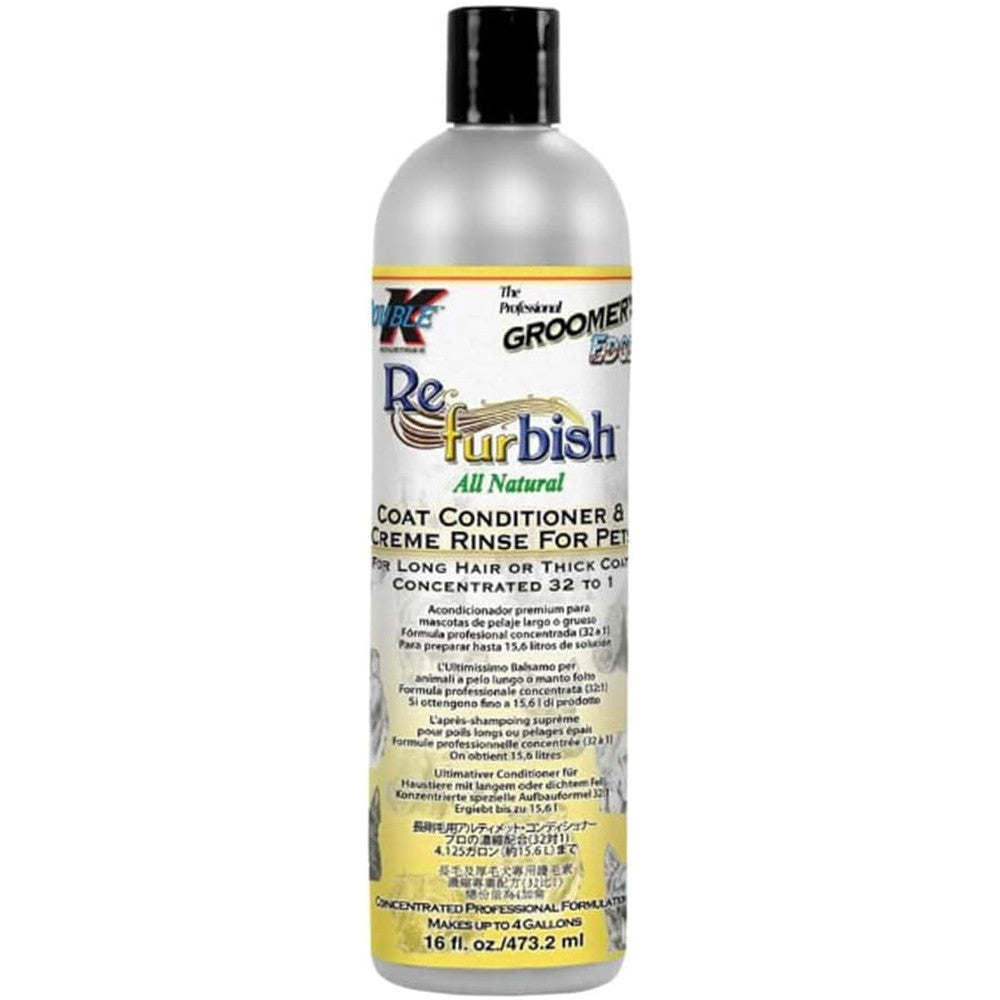 Groomers Edge Re-Fur-Bish Pet Conditioner front view professional dematting cream rinse
