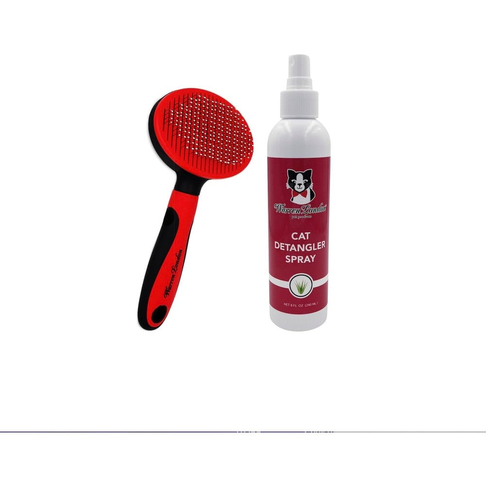 Warren London cat detangler spray and pin brush bundle front packaging view