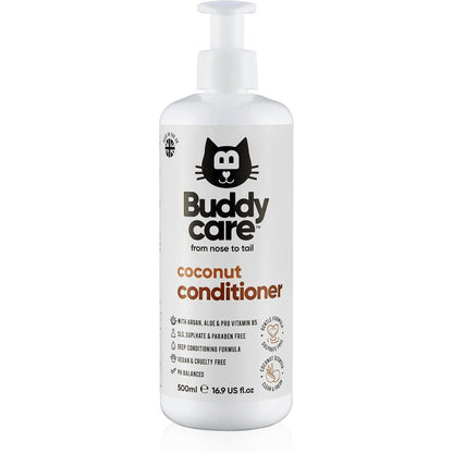 Buddycare Coconut Cat Conditioner front view bottle for premium feline grooming.