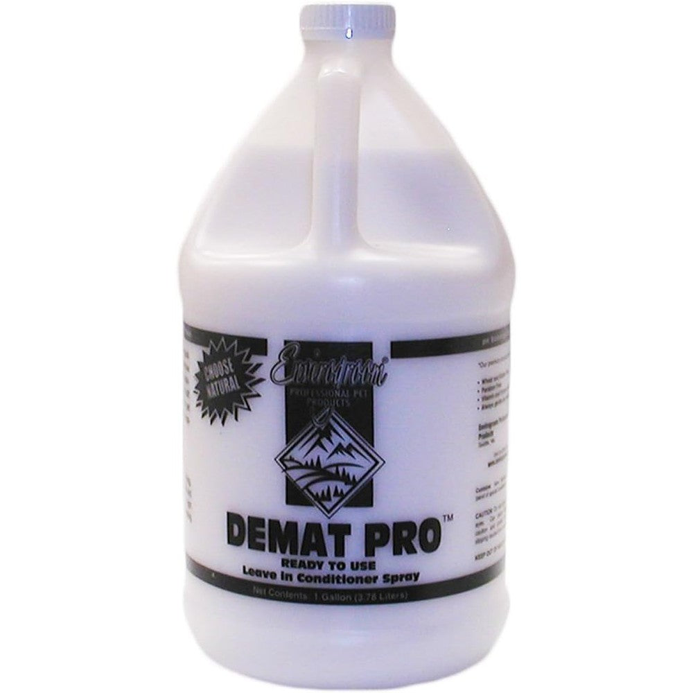 Envirogroom De-Mat Pro Spray RTU one gallon container front view professional pet detangling leave-in conditioner