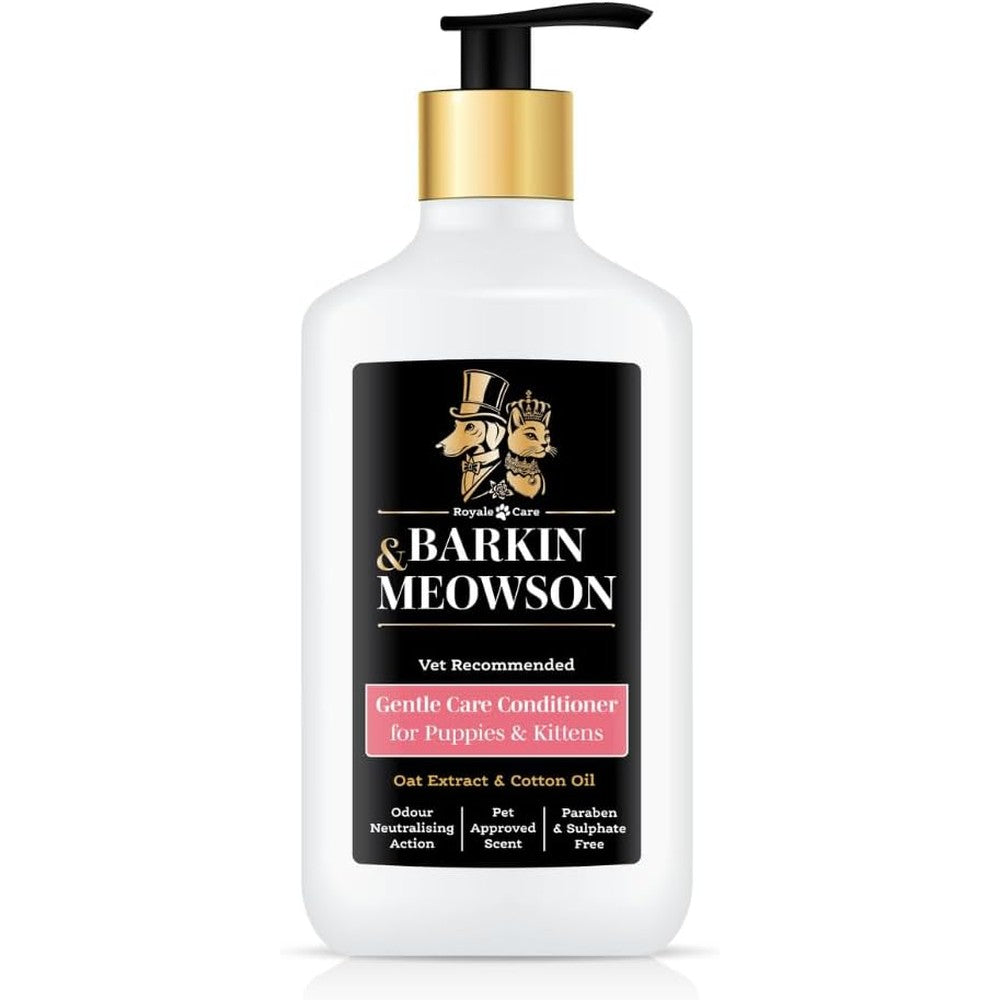 Barkin and Meowson Gentle Care Conditioner front bottle view for puppy and kitten grooming