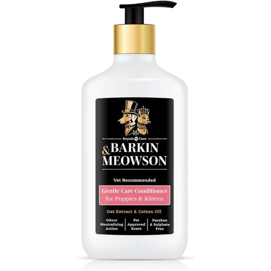 Barkin and Meowson Gentle Care Conditioner front bottle view for puppy and kitten grooming