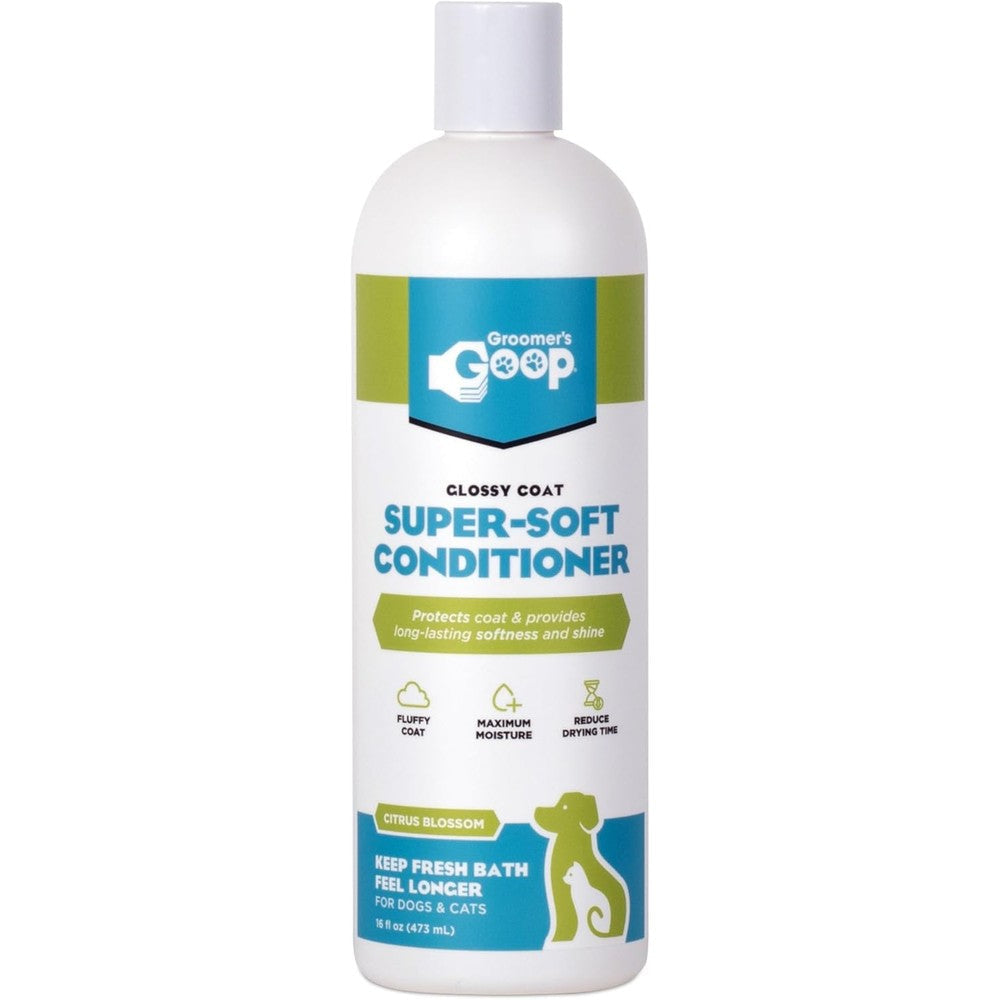 Groomers Goop Glossy Coat Conditioner front view of sixteen ounce bottle pet grooming essential