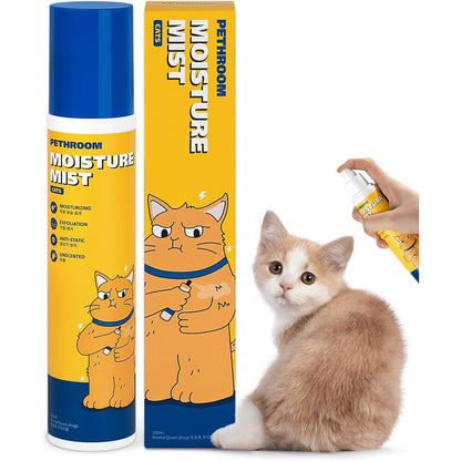 Pethroom Unscented Cat Moisture Mist front view yellow bottle for cat grooming