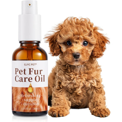GJYC PET Fur Care Oil front view bottle of leave-in pet conditioner