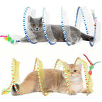 TEASIK large cat tunnel beds 2-pack front view showcasing yellow and blue mesh design