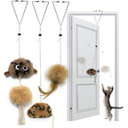 URMYONLY interactive door hanging cat toys front view showcasing the doorway clip and elastic rope.