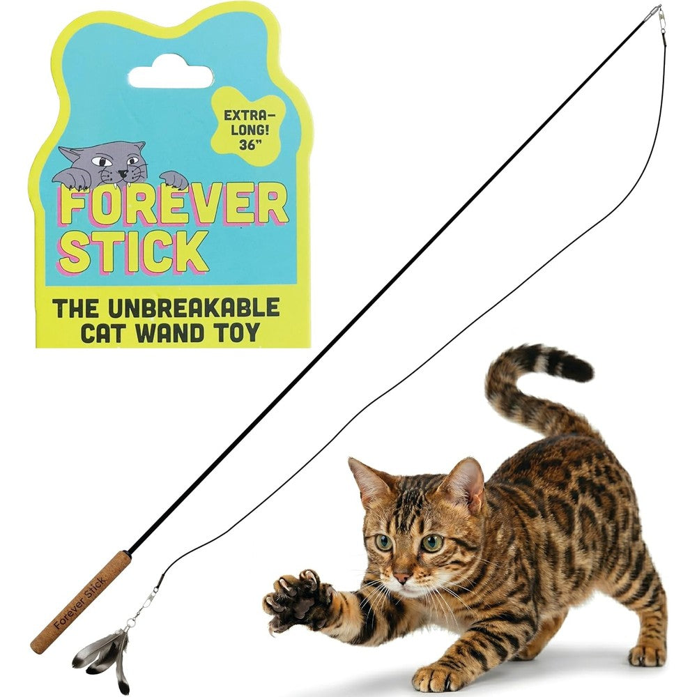 Repounce Forever Stick Unbreakable Cat Wand Toy front view showcasing the thirty six inch solid fiberglass rod.
