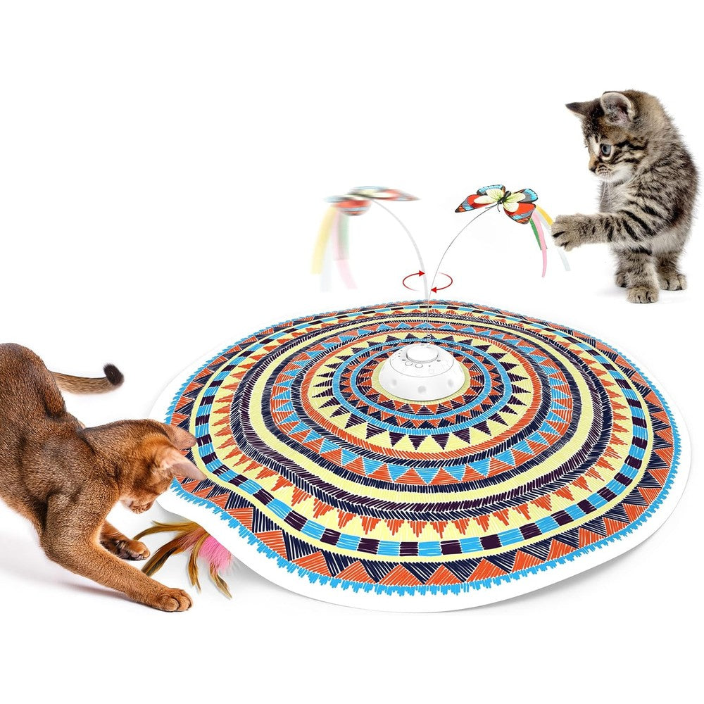 Potaroma 3-in-1 interactive automatic cat toy front view showing the geometric base cover.