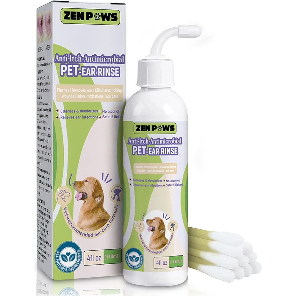 Zenpaws dog and cat ear cleaner solution front bottle view