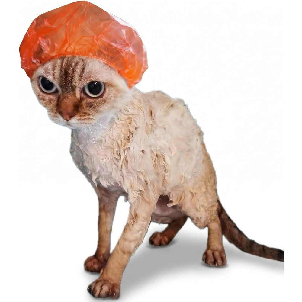 Kotomoda Sphynx cat shower caps in red 20-pack front view