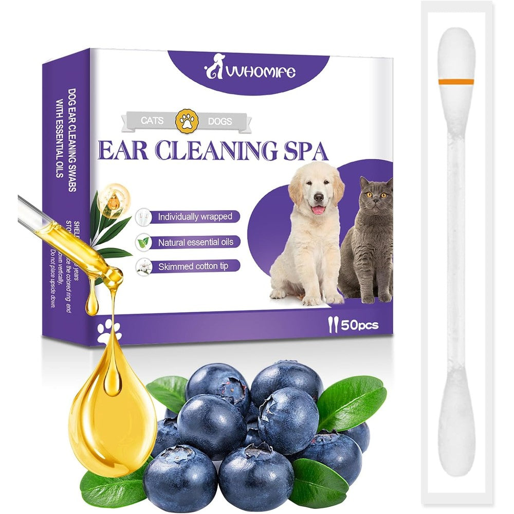 Vvhomife 2-in-1 Pet Ear Cleaner Swabs front packaging view