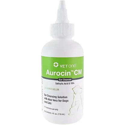 VetOne Aurocin CM With Aloe Vera Ear Cleansing Solution bottle front view