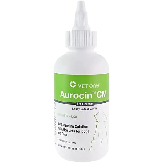 VetOne Aurocin CM With Aloe Vera Ear Cleansing Solution bottle front view