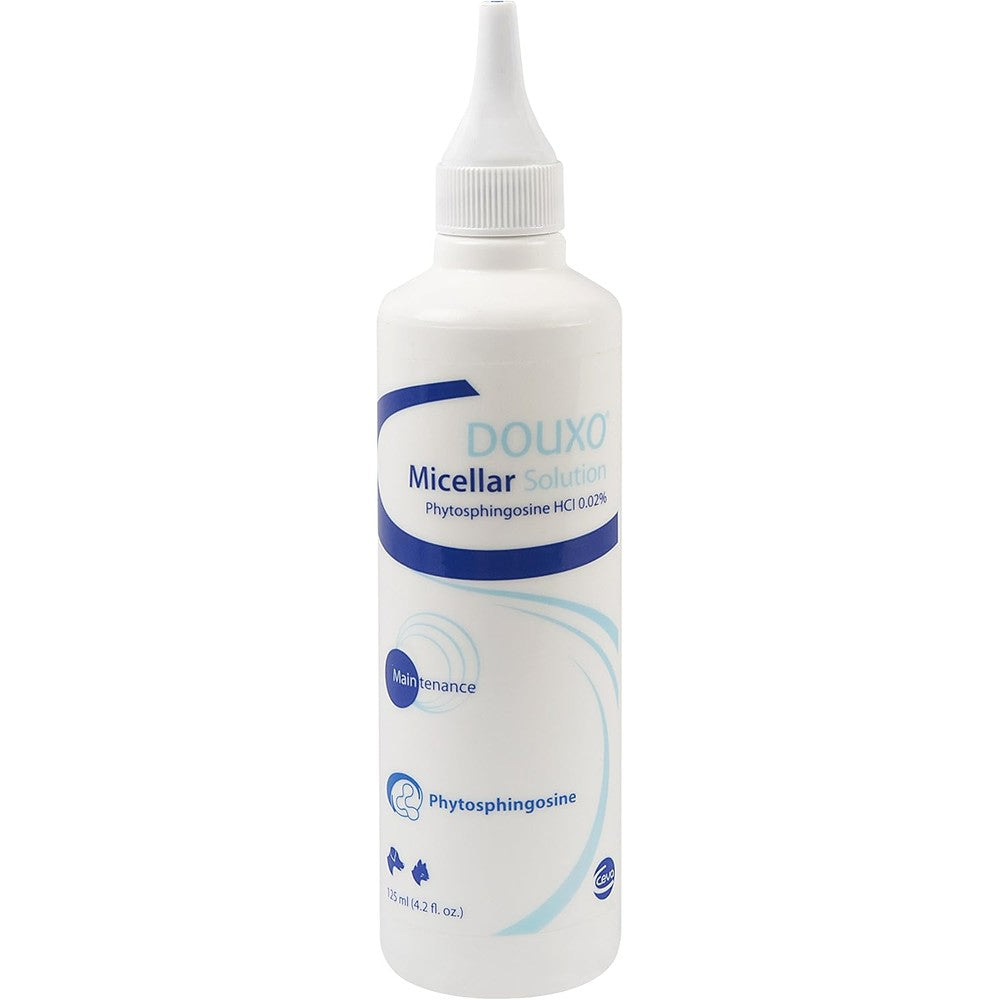 Douxo Micellar Ear Solution bottle front view for cats and dogs ear hygiene