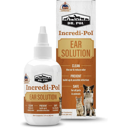 Dr. Pol Incredi-Pol Ear Solution bottle front view for pets